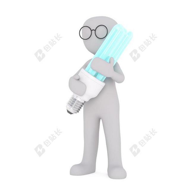 白色的小人和灯泡背景图片