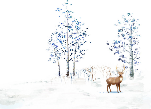 简约清新冬季雪景小寒