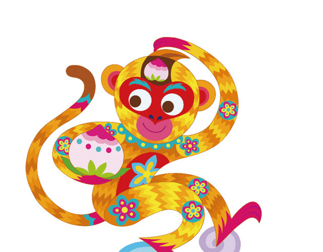 彩色猴年图案
