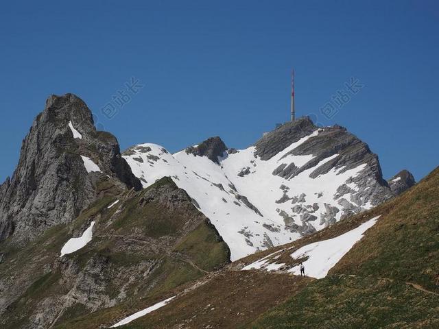 镜片岭 山 高山 雪 瑞士阿尔卑斯山 阿彭策尔