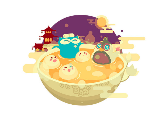 卡通元宵汤圆创意设计免抠