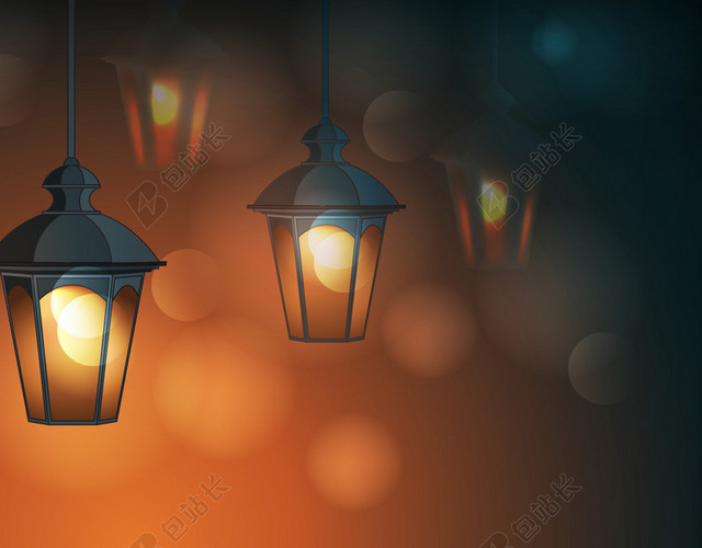 温暖夜晚灯光矢量背景图