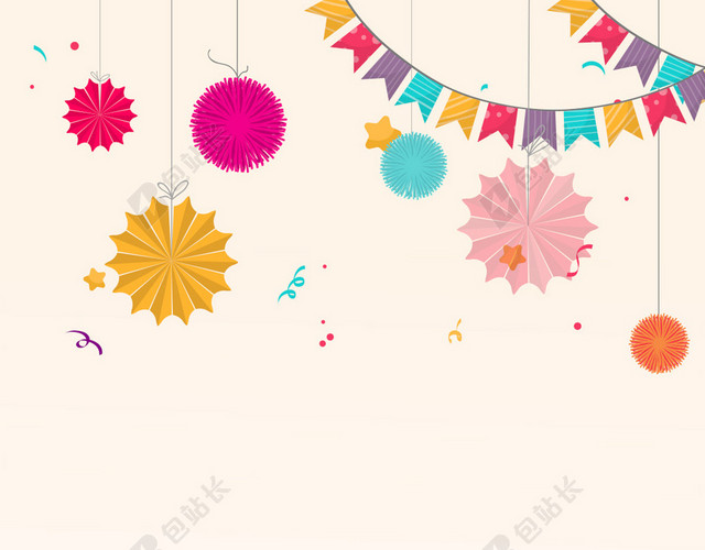 米黄色卡通手绘生日背景