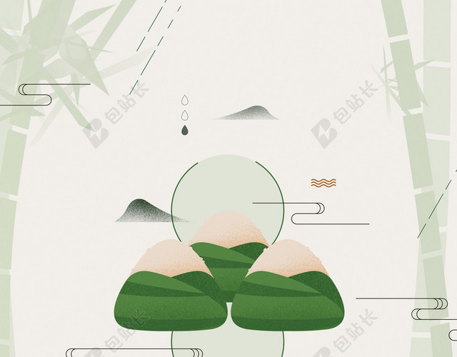 中式淡雅插画端午节背景素材