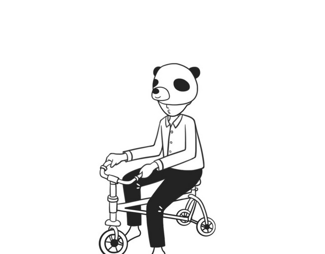 黑白简笔风正在骑车的人