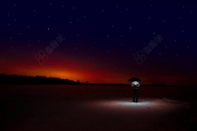 夜晚的星星和男人背景图片