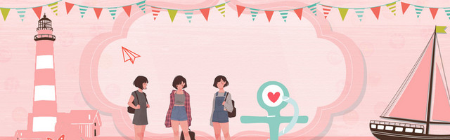 38女神节文艺卡通小清新粉BANNER