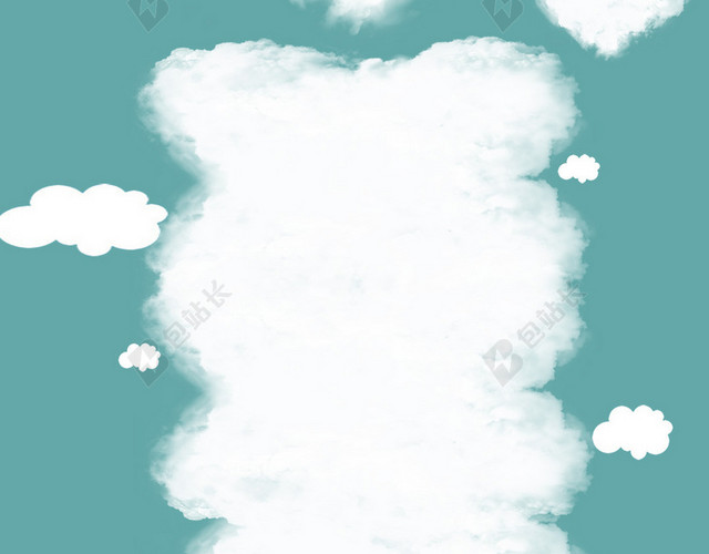 青色小清新云朵卡通背景