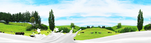 电商牛奶草原清新背景BANNER
