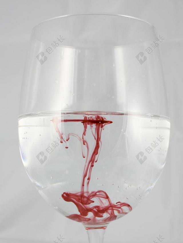 一杯 水 颜色 墨水 血 红色 溶解