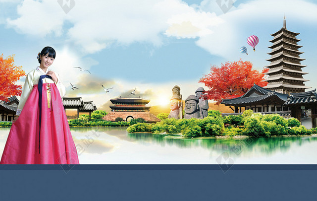 韩国旅游海报背景