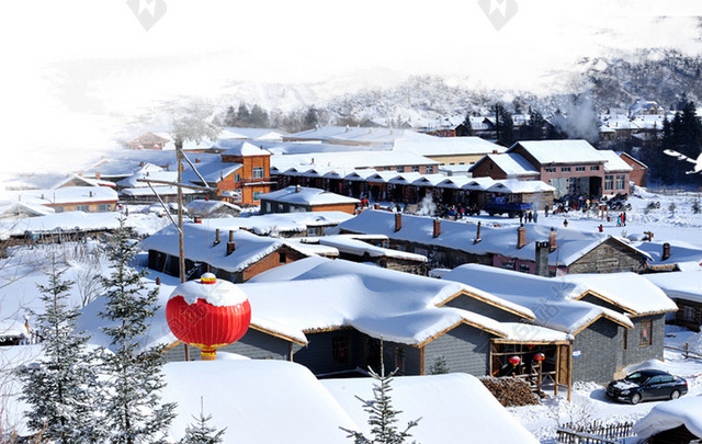东北雪乡旅游广告海报背景