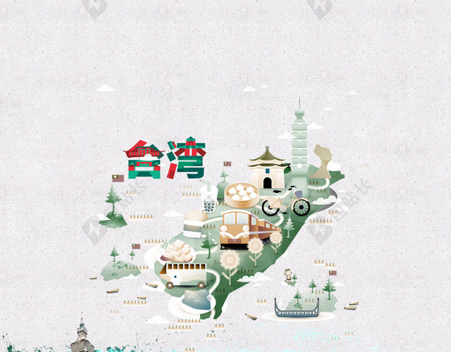 简约台湾旅游H5背景