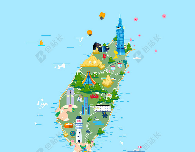 台湾旅游新线路海报背景模板
