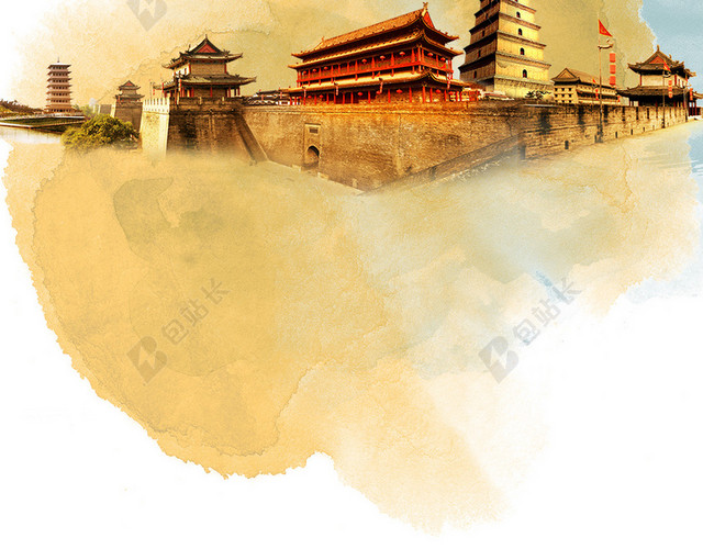 中国风西安旅游景点宣传H5背景
