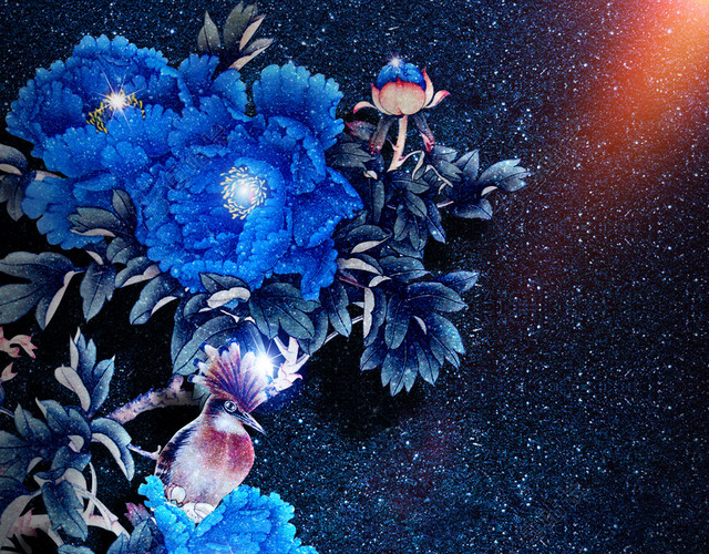 商业广告花鸟牡丹