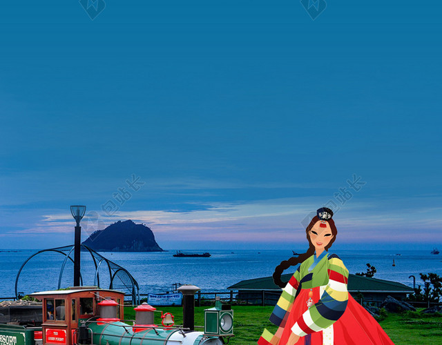 韩国简约旅游海报背景素材
