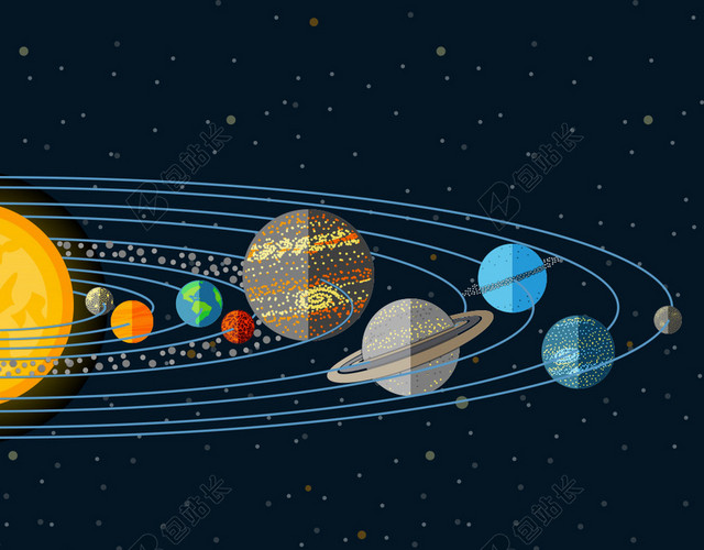 扁平化太空星球PSD分层H5背景素材