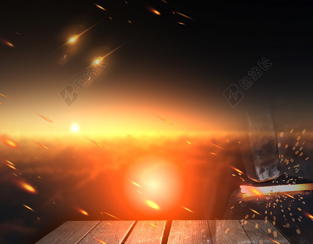 打铁火花四溅星光背景
