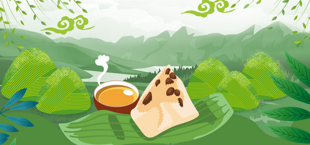 端午节粽享端午简约卡通BANNER