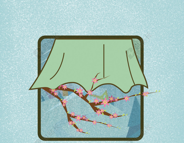 蓝色手绘插画简约二十四节气雨水背景素材