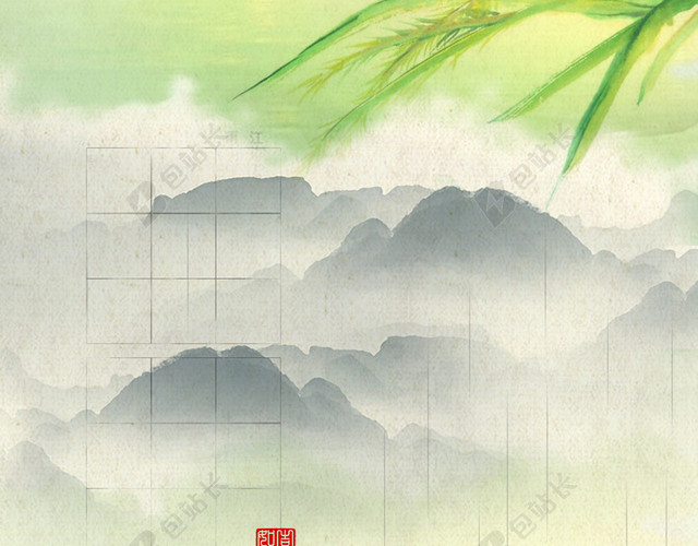 清新水墨画雨水海报背景