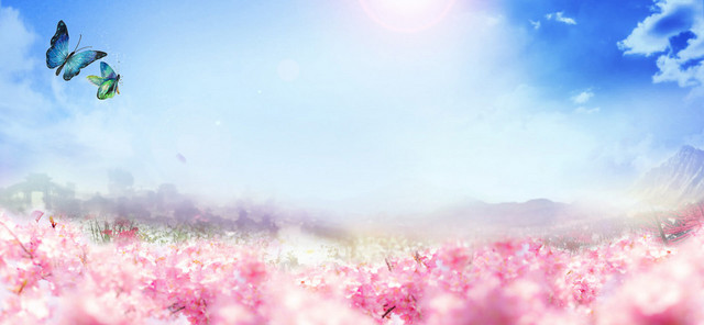 春天文艺景色梦幻渐变蓝色BANNER