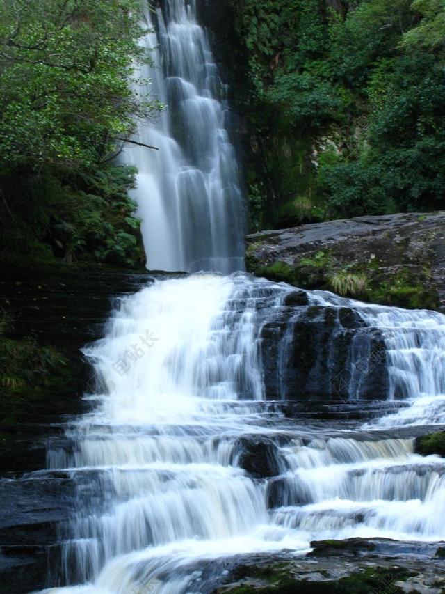 水 瀑布 河 溪 湿 新鲜 清洁 水背景 森林 下降