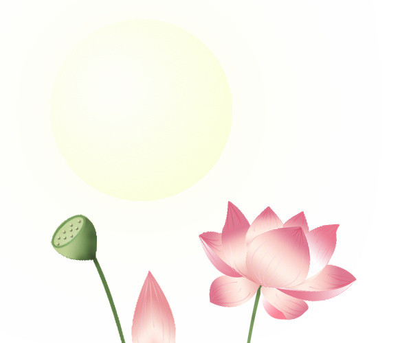 荷花月亮中秋节元素