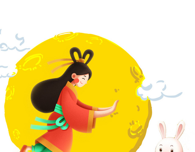 手绘中秋团圆嫦娥电商淘宝海报