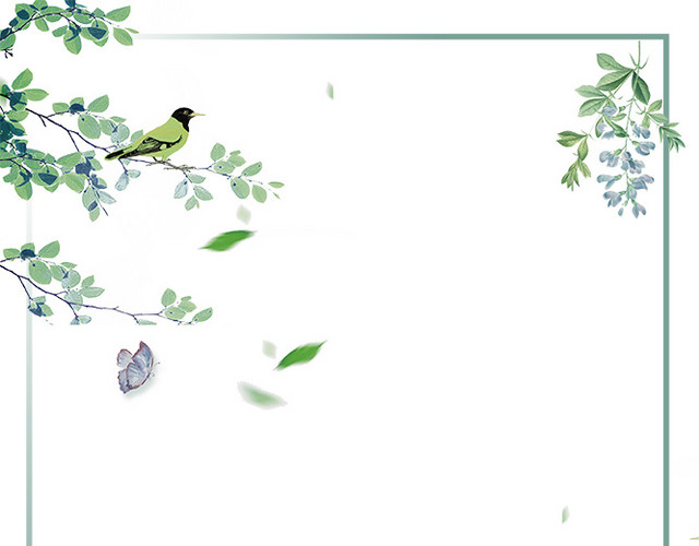 小清新花朵与树叶边框