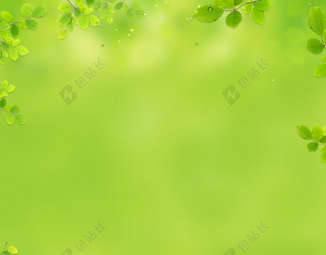 清新树叶露珠绿色H5背景素材