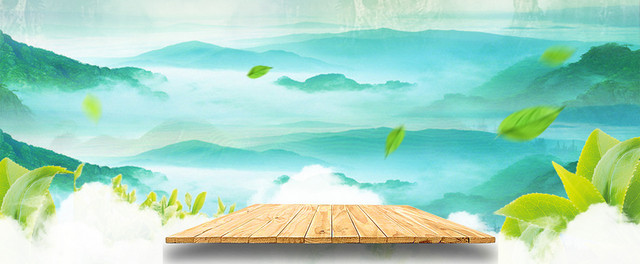 绿色春茶背景海报BANNER