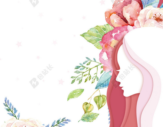 38妇女节彩绘花海H5海报背景PSD下载