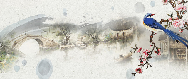 中国风水墨画背景BANNER装饰