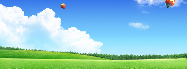 森林树林蓝天热气球背景BANNER