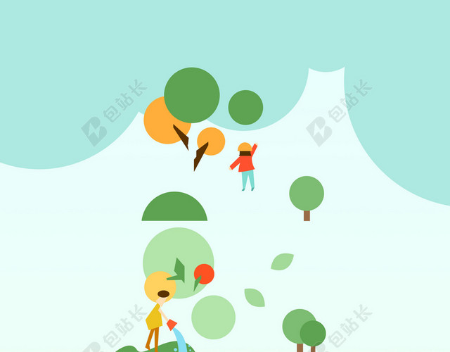小清新植树节插画设计海报背景素材