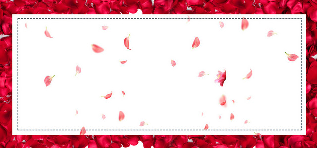 红色清新文艺玫瑰花瓣BANNER背景