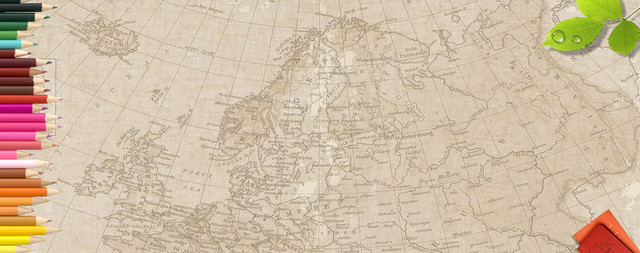 学生毕业纪念册青春复古地图背景BANNER