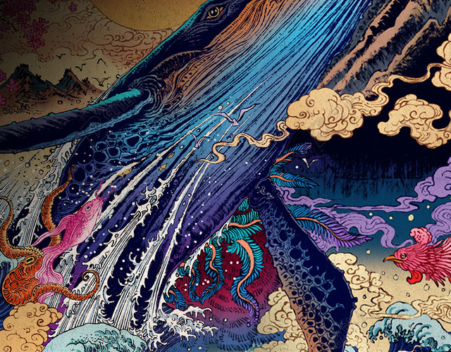 蓝色插画艺术地产背景