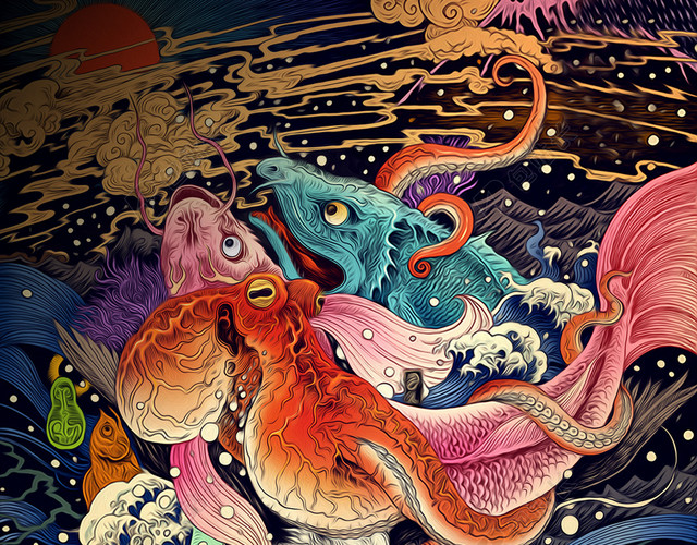 蓝色艺术插画地产背景