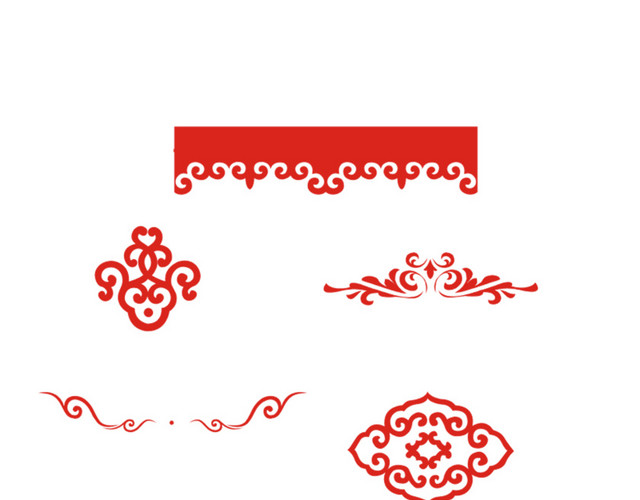 六只红色大气的中式花纹