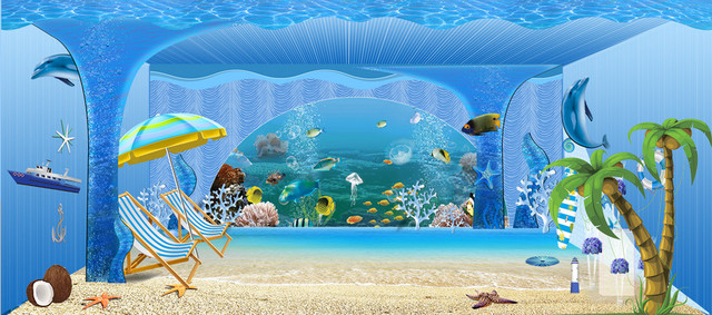 舞台婚礼海底梦幻蓝色BANNER背景