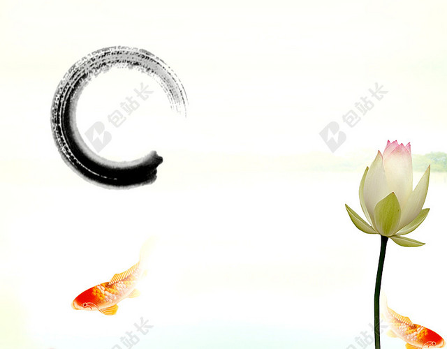 中国风荷花毛笔PSD分层主图背景素材