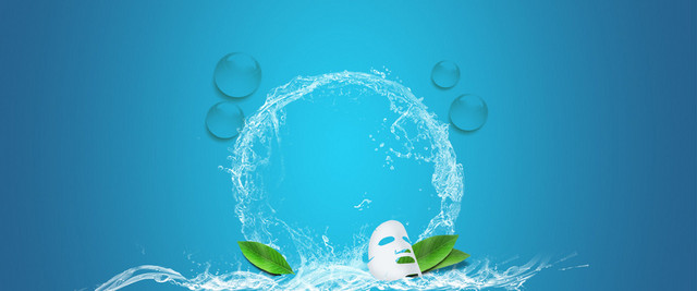 化妆品护肤品水圈光晕树叶背景BANNER
