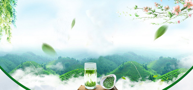 春茶上市大山景色文艺蓝BANNER