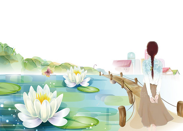 二十四节气之立夏荷塘景色手绘