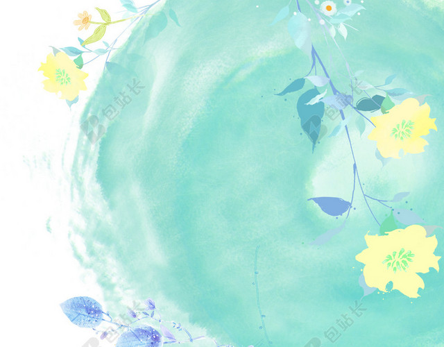 蓝色插画文艺小清新背景素材