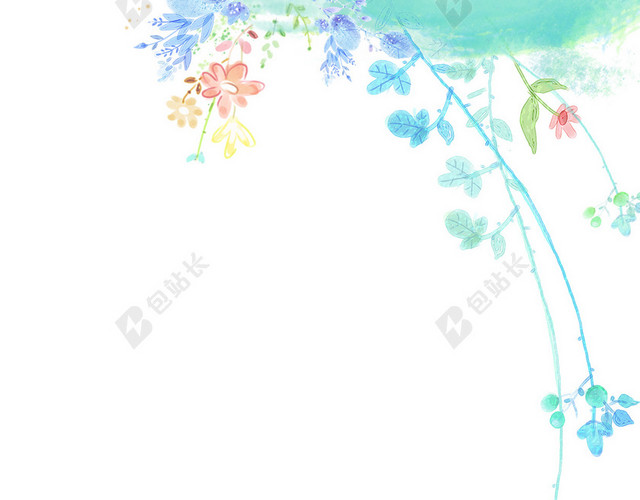 蓝色插画文艺小清新背景素材