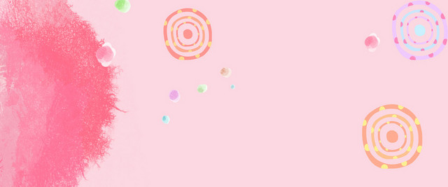 卡通水彩粉色圈圈七彩背景BANNER